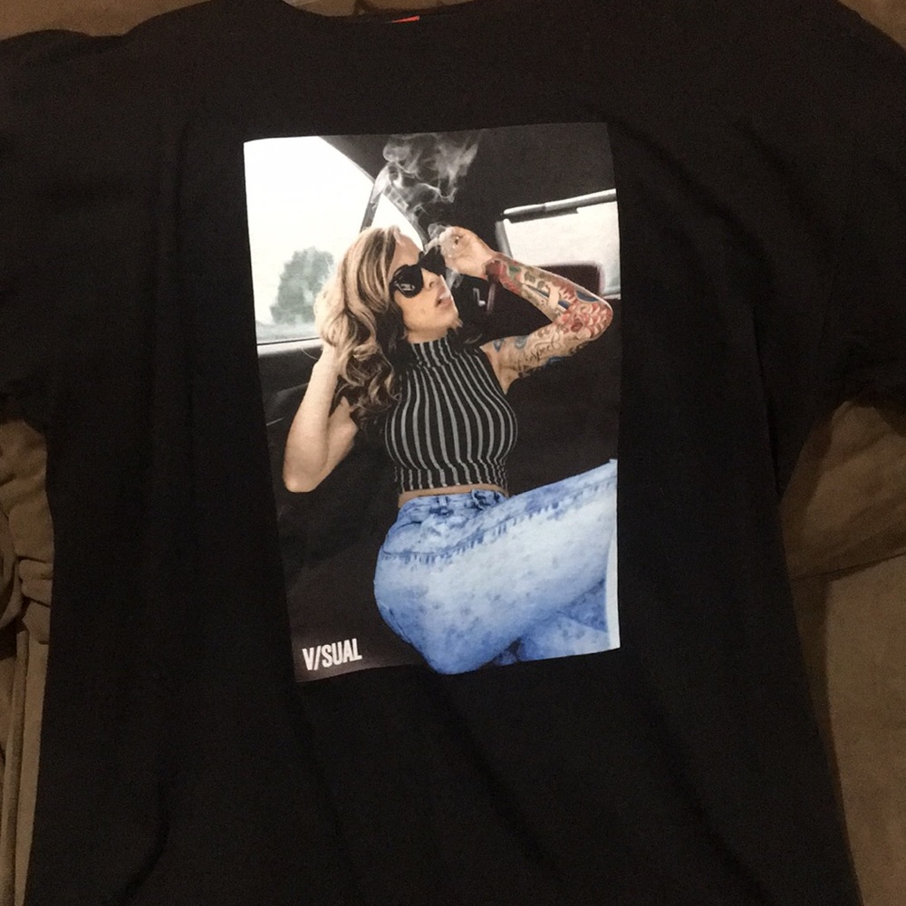 Black V/SUAL T Shirt with girl